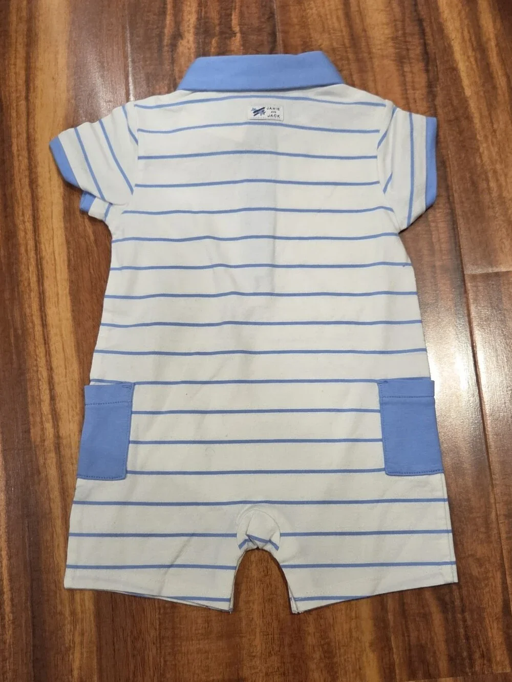 Janie and Jack NWT 3-6 Months Blue/Ivory Striped Romper